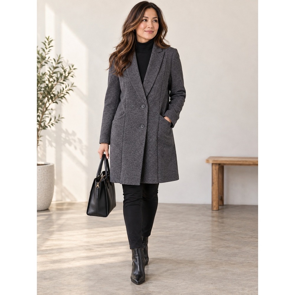 Kate Spade Saturday Coat Navy Wool Blend Minimalist Quiet Luxury Small Classic